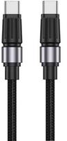 Jellico B26 Pīta auduma Universāls USB-C uz USB-C Datu un ātrās PD 60W uzlādes Vads 1.2m Melns