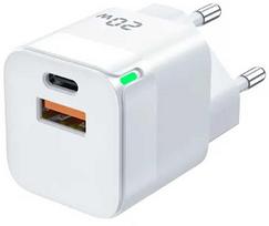 Jellico C40 Mini PD 20W QC 3.0 Viedais Adaptīvs Ātrs Lādētājs ar 1x USB-C (5-12V) / USB 3A Balts