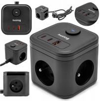 Praktiška elektros juosta su 3 Usb prievadais ir 3 lizdais, 20w