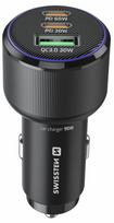 Automobilinis įkroviklis - SWISSTEN - 2x USB-C PD 65W - 30W USB A - USB-C kabelis 1m - Greitas įkrovimas