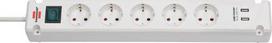 Brennenstuhl Bremount 5-Outlet Power Strip (white, 3 meters, 2x USB-A)