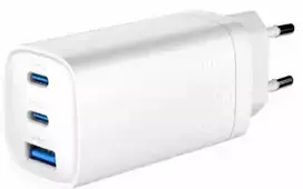 Gembird 3-port travel charger | 65W | GaN, PD | USB-A | white