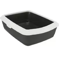 Trixie Cat litter tray: Classic cat litter tray with rim, 37 × 15 × 47 cm, dark grey/white