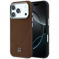 Mercedes Leather Semi-Wrap Wood Effect MagSafe Case for iPhone 17 Pro, camel