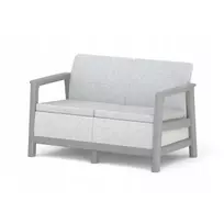 Keter Scandi Linea two-seater garden sofa, light gray/dark steel gray