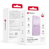 Powerbank, suderinamas su MagSafe Forcell F-Energy SuperSlim F5K8 QC4.0 PD3.0 15W 5000 mAh purpurinis