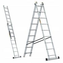 Profesionalios daugiafunkcės aliumininės kopėčios 2x9, 150 kg DRABEST
