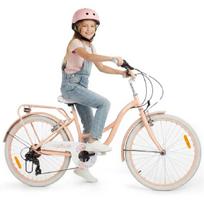 Dviratis 24 coliai mergaitėms miesto, su Shimano 7 pavaromis, Flower Bike, abrikosų spalvos, Sun Baby, Dviratis 24 coliai mergaitėms miesto, su Shimano 7 pavaromis, Flower Bike, abrikosų spalvos, Sun Baby