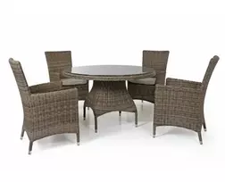 Lauko baldų komplektas Le Mans technorotango, stalas 120 cm, 4 kėdės