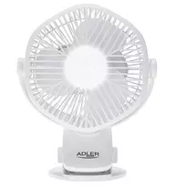 Adler Rechargeable fan with clip | AD 7335 | Table Fan | 6 W | Diameter 12.7 cm | Number of speeds 3 | Oscillation | White