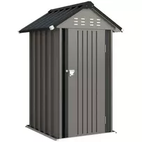 Metalinis sodo namelis 1,17 m², įrankių pašiūrė su dvišlaičiu stogu, ventiliacija, spyna ir pirštinėmis, 122 x 121 x 192 cm