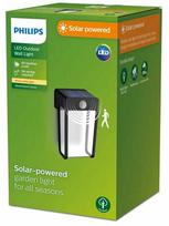 Sieninis šviestuvas su saulės baterija Philips By Signify, 2.3W, IP44, juoda sp.