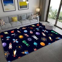Animacinių filmų Space Universe Planet Kilimas Vaikams Minkštas Flanelinis Vaikų Žaidimų Kilimėlis Berniukų Kambarys Kilimėlis Miegamojo Kiliminė danga prie lovos 60x90cm