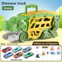 Dinozaurų transportavimo sunkvežimio žaislai Sulankstomas takelis Lydinio transformuojamas dinozaurų transportas su lydinio automobilio žaislu Dovana vaikams Mažyliui Berniukui NO box