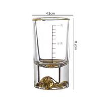 50ml/100ml kūrybingas auksinis kalnų stiklinis puodelis, auksinio krašto alkoholio taurė, spiritinis puodelis su skale, prabangus kiniškas krištolo puodelis namų apyvokos reikmėms 1pcs gray