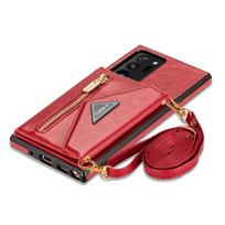 Piniginė su užtrauktuku Samsung Galaxy S23 S22 S21 FE Note 20 Ultra S25 S24 Plus A52 A52s A53 dėklas kortelių laikiklis dirželis crossbody odinis Galaxy S25 Ultra