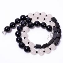Natural Black Onyx Crystal Mix Shape Gemstone Smooth Beads Necklace 6-10 mm 18  UB-8580