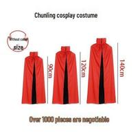 Juodas ir raudonas su stovinčia apykakle Grim Reaper Helovino apsiaustas suaugusiems ir vaikams - Būrėjo ir vampyro Cosplay apsiaustas 80 cm red