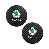 2Pcs Car Anti-Slip Pad Leather Water Cup Mat Drink Coaster For Skoda Octavia Kodiaq Enyaq iV Kamiq Scala Superb Fabia Rapid Yeti