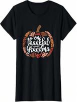 One Thankful Grandma Autumn Fall Turkey Thanksgiving T-Shirt S įvairiaspalvis