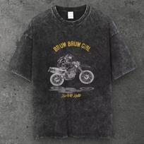 Womens Dirt Bike Rider Graphic T Shirt Acid Washed Black Y2K Streetwear S-3XL S įvairiaspalvis