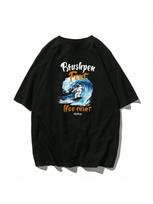 Cotton T-Shirt Space Surfing Astronauts Joint Summer Joker Fashion Brand European And American Loose Casual Style Short Sleeve S įvairiaspalvis