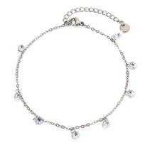 1 Piece 304 Stainless Steel Link Cable Chain Anklet Multicolor Rhinestone For Women Party Fashion Bracelets Gift 22cm(8.7 ) long