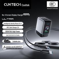 CUKTECH 6 Ultra 100W GaN Fast Charger Smart AI Display, 100W Multi-Port Fast Charging