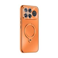 For POCO F8 Pro F8 Ultra phone case, 360° rotating stand with electroplated matte finish, shockproof and drop-resistant Poco F8 Pro oranžinė