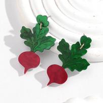 New Creative Water Carrot Acrylic Women's Earrings Cute Vegetables Fruit Radish Resin Drop Earring Fashion Party Jewelry Gifts raudona