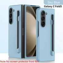 Itin plonas dėklas telefonui Samsung Galaxy Z Fold 7 6 5 4 3 su rašiklio laikikliu, stoveliu, plastikinis, atsparus smūgiams, apsauginis kietas dangtelis Galaxy Z Fold6 dangaus mėlyna spalva