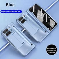 Luxury with Stylus Touch Pen Funda for Google Pixel 10 Pro 9 Fold Case Hinge Pen Slot Holder Stand Cove with Front Screen Glass Pixel 10 Pro Fold mėlyna