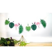 Havajų atogrąžų lapai Flamingo Bunting String šviesos girliandos vakarėlio dekoras