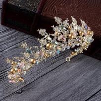 Nuotakos plaukų papuošalai Baroko rankų darbo karoliukais puošti prabangūs rožinio aukso karūnos krištolinė tiara saldžios princesės tiaros vestuviniai plaukų aksesuarai gray