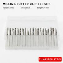 Rotary File Mixed 20Pcs Set Slot Carbide Alloy Milling Cutter Column Type Wood Carving Electric Grinding Head