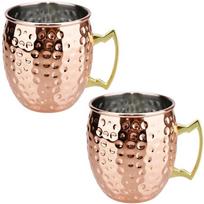 2 vnt. Naujas kokteilių vyno taurė Maskvos Mule puodelis Nerūdijančio plieno Kalta vario dengta 550ML Alaus puodelis Baro indai 500ml