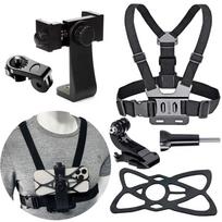 Gopro krūtinės diržas Hero 12 11 10 9 8 7, Xiaomi Yi 4k, Insta360 - Reguliuojamas dirželis sportui &; Užsiėmimai lauke juoda