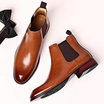Man's Retro Boots Leather Classic Chelsea Boots Business Dress Men Fashion Short Ankle Boot Casual British Style High-Top Shoes 40