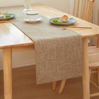 Simple Linen Table Runner Rectangular Solid Color Table Cloth Double-sided Household Dining Tables Decor chaki