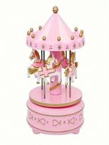 Carousel Music Box Cake Decorative Ornament Baby Birthday Gift Toys Desktop Decorative Ornament rožinė