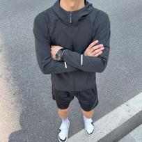 Unisex bėgimo striukė, dviračių sporto vėjo striukė, lauko atspindinti ilgomis rankovėmis greitai džiūstanti treniruočių apranga 3XL juoda