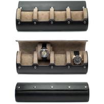 Watch Organizer Box Roll Case-PU Leather Watch Travel Case for Men and Women-4 Watch Carrying Case and Display, Watch Organizer