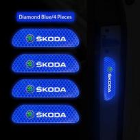 4PCS Car Door Sticker Safety Warning Reflective Mark For Skoda Yeti Kamiq Kodiaq Karoq Octavia Fabia Rapid Scala Vrs Mk3 Superb
