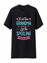 First Time Grandma New Baby Announcet Mothers Day T Shirt Vintage Washed Breathable Graphic Top For Everyday Wear S įvairiaspalvis