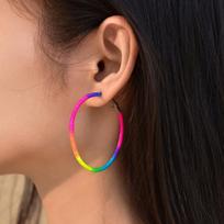 Summer vacation style colorful rope woven circular women's earrings