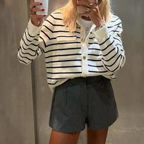 Women Striped Knit Cardigan With Gold Buttons S juoda