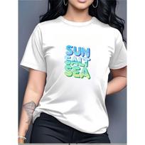 Summer Beach -Shirt - Sun Salt Sea Graphic Round Neck Tee, 180g Premium Casual Top Suitable for Days, Vacations & Casual Attire S