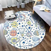 Free shipping Title:  Sports-Themed Round Rug for Kids' Playroom  round carpet for home sofa bedroom,gift Diameter -60cm