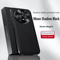 Dėklas Honor Magic 5 ir Magic 5 Pro telefonams, magnetinis, elegantiškos odos, atsparus dėvėjimuisi, visiškai dengiantis lęšį, neslystantis kraštų uždengimo apvalkalas