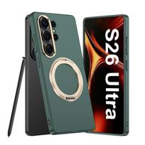 case for Samsung S26 ultra matte skin feel Magnetic rotating stand ultra-thin protective cover full coverage Shock Proof plain Galaxy S26 Ultra žalia